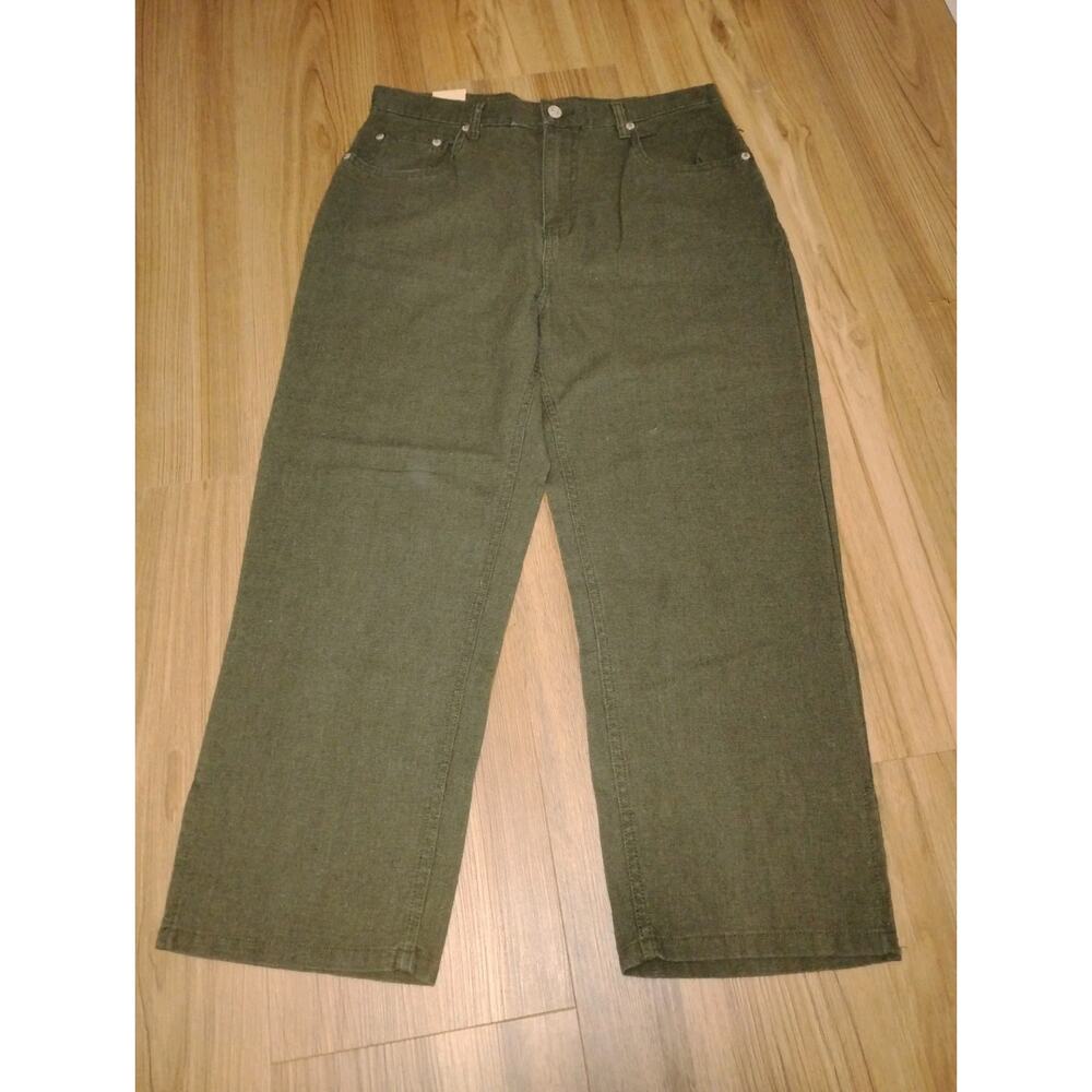 Bill bass Jeans Green Olive Linen Capris Size 10 NEW WITH TAGS